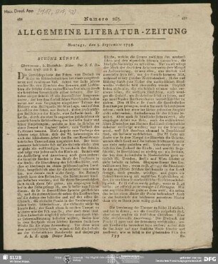 Allgemeine Literatur-Zeitung, Nr. 263, vom 03.09.1798 (unvollständig), Jena