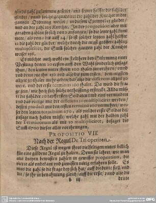 Propositio VII. Nach der Regul De Tri operiren.
