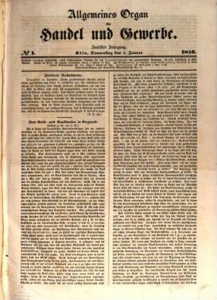 Allgemeines Organ für Handel und Gewerbe und damit verwandte Gegenstände. 12. 1846