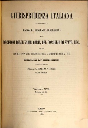 Giurisprudenza italiana. 16. 1864
