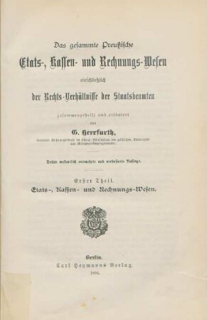 Theil 1: Etats-, Kassen- und Rechnungswesen