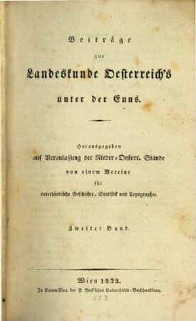 Beiträge zur Landeskunde Österreich's unter der Enns. 2. 1832