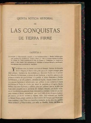 Quinta noticia historial de las conquistas de Tierra Firme.