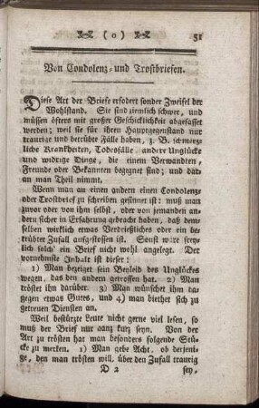 Von Condolenz- und Trostbriefen.