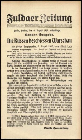 Ausgabe vom Freitag, den 06. August 1915.
