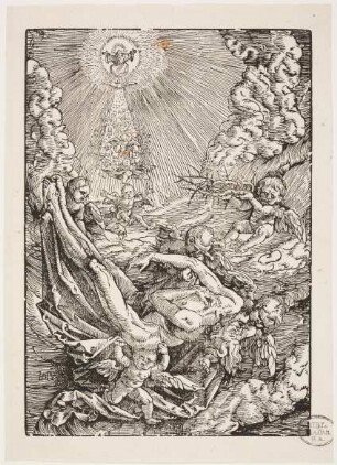 Der Leichnam Christi, von Engeln in Wolken getragen