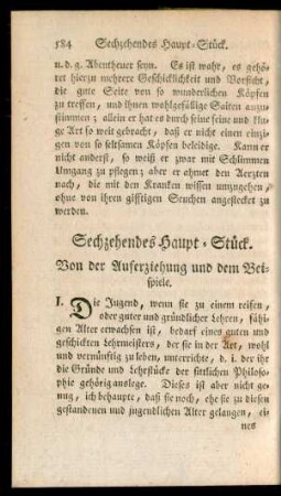 Sechzehendes Haupt-Stück. Von der Auferziehung und dem Beispiele