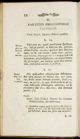 II. Partitio Philosophiae Universae