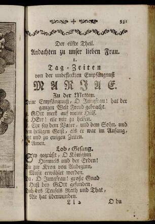 I. Tag-Zeiten von der unbefleckten Empfängnuß Mariae. - IX. Das Salve Regina.