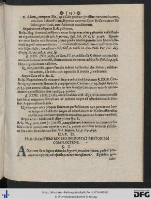 Cap. II. Praeadamitismi Recens Incrustati Historiam Complectens.