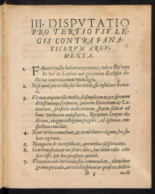 III. Disputatio Pro Tertio Usu Legis Contra Fanaticorum Argumenta.