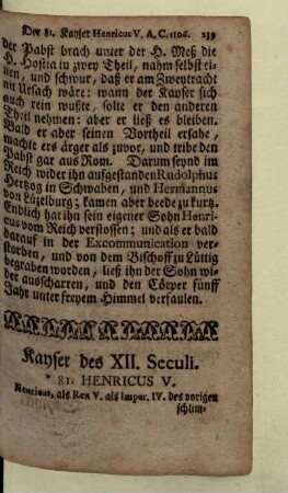 Kayser des XII. Seculi