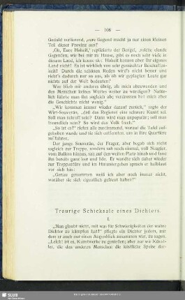 Traurige Schicksale eines Dichters I