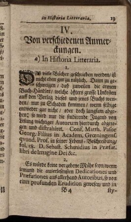 a) In Historia Litteraria.