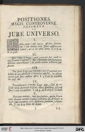 Positiones Magis controversae desumptae ex Jure universo