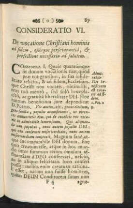 Consideratio VI. De vocatione Christiani hominis ad fidem ...