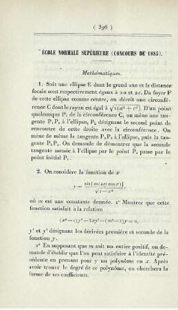 École normale supérieure (concours de 1885).