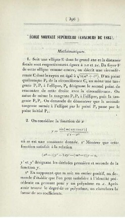 École normale supérieure (concours de 1885).