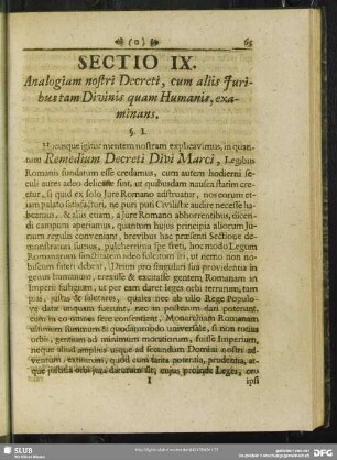 Sectio IX. Analogiam nostri Decreti, cum aliis Iuribus tam Divinis quam Humanis, examinans