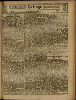 Zweite Ausgabe vom Sonntag, den 08. Januar 1922.