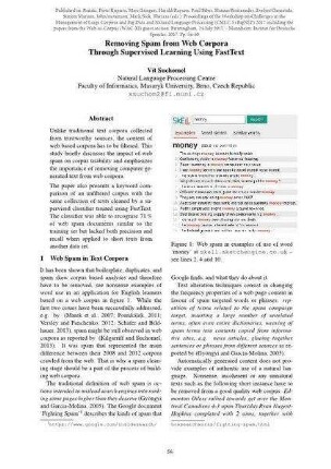 Removing spam from web corpora through supervised learning using FastText
