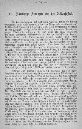 IV. Hamburgs Finanzen und der Zollanschluß.