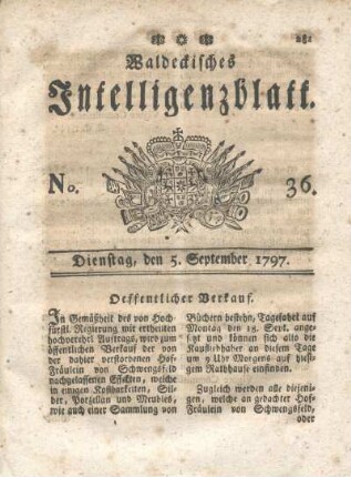 No. 36, Dienstag, den 5. September 1797