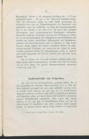 Radioaktivität von Erdproben.