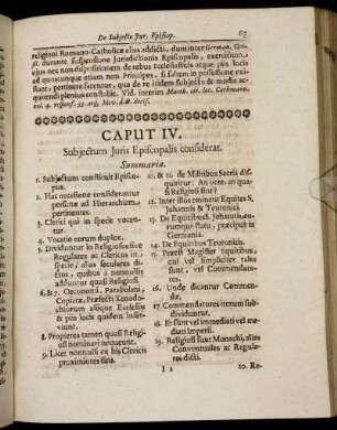 Caput IV. Subjectum Juris Episcopalis considerat.
