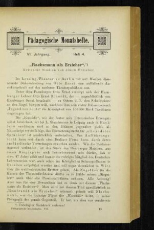 "Flachsmann als Erzieher" : kritische Studien von einem Erzieher