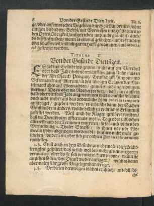 Titulus II. Von der Gesinde Dienstzeit.