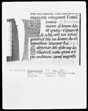 Laacher Sakramentar — Initiale F (amulorum), Folio 119 verso