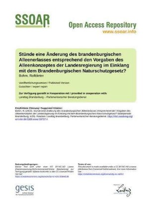 Stünde eine Änderung des brandenburgischen Alleenerlasses entsprechend den Vorgaben des Alleenkonzeptes der Landesregierung im Einklang mit dem Brandenburgischen Naturschutzgesetz?