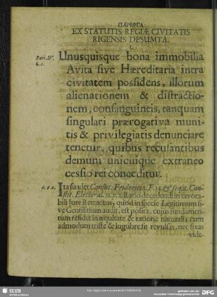 Parerga Ex Statutis Regiae Civitatis Rigensis Desumta