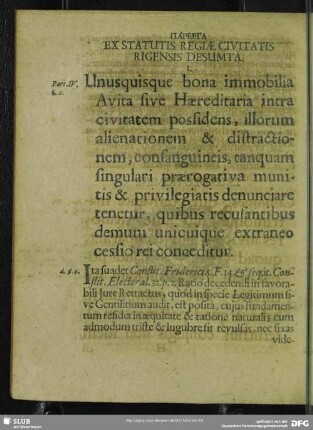 Parerga Ex Statutis Regiae Civitatis Rigensis Desumta