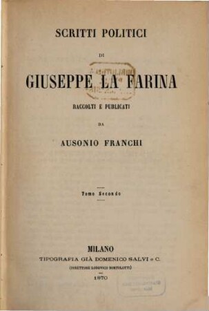 Scritti politici di Giuseppe La Farina. 2