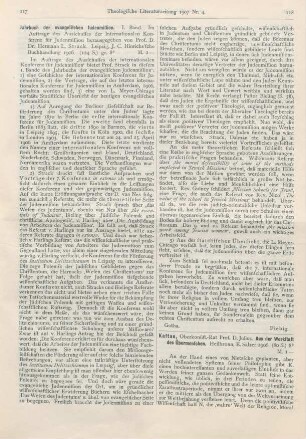 117-118 [Rezension] Strack, Hermann L. (Hrsg.), Jahrbuch der evangelischen Judenmission. I. Band