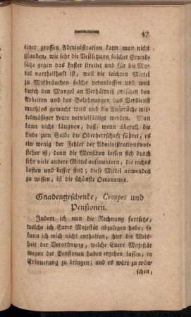 Gnadengeschenke, Croupes und Pensionen.