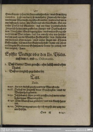 Eylffte Predigt uber den 119. Psalm. auß dem 18. und 19. Octonariis