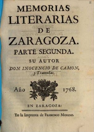 Memorias Literarias de Zaragoza. 2