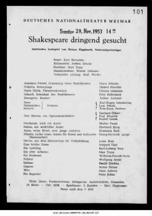 Shakespeare dringend gesucht