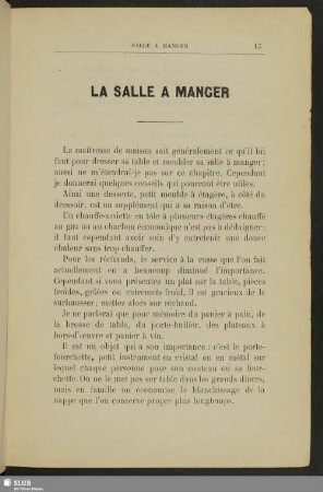 La salle a manger
