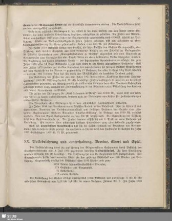 XX. Volksbelehrung und -unterhaltung, Vereine, Sport und Spiel