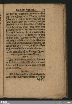 Von dem täglichen Fieber, Quotidiana genant, so aus dem Magen kömmen