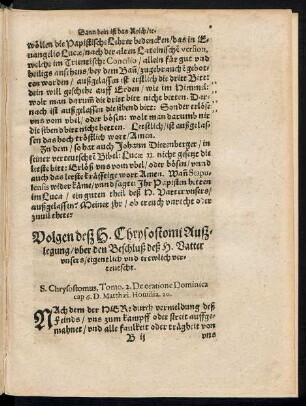 Volgen deß H. Chrysostomi Außlegung/ uber den Beschluß deß H. Vatter unsers ...