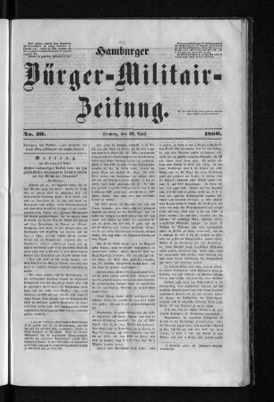 Hamburger Bürger-Militair-Zeitung. No. 30. 1860