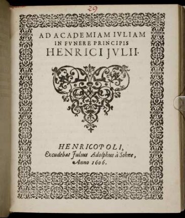 Ad Academiam Iuliam In Funere Principis Henrici Julii