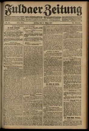 Erste Ausgabe vom Freitag, den 09. März 1917.