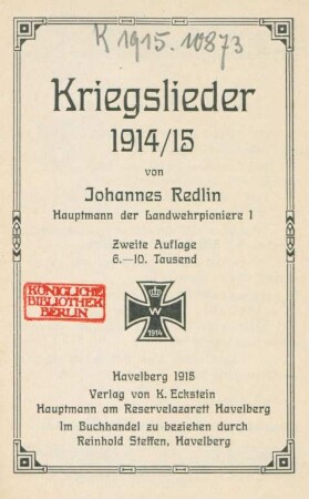 Kriegslieder 1914/15