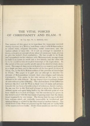 The vital forces of christianity and islam.—II